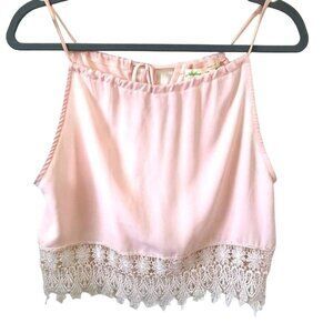Staring At Stars Women's Y2K Pink Crop Top Lace Detail.‎ Size S. Festival Beachy
